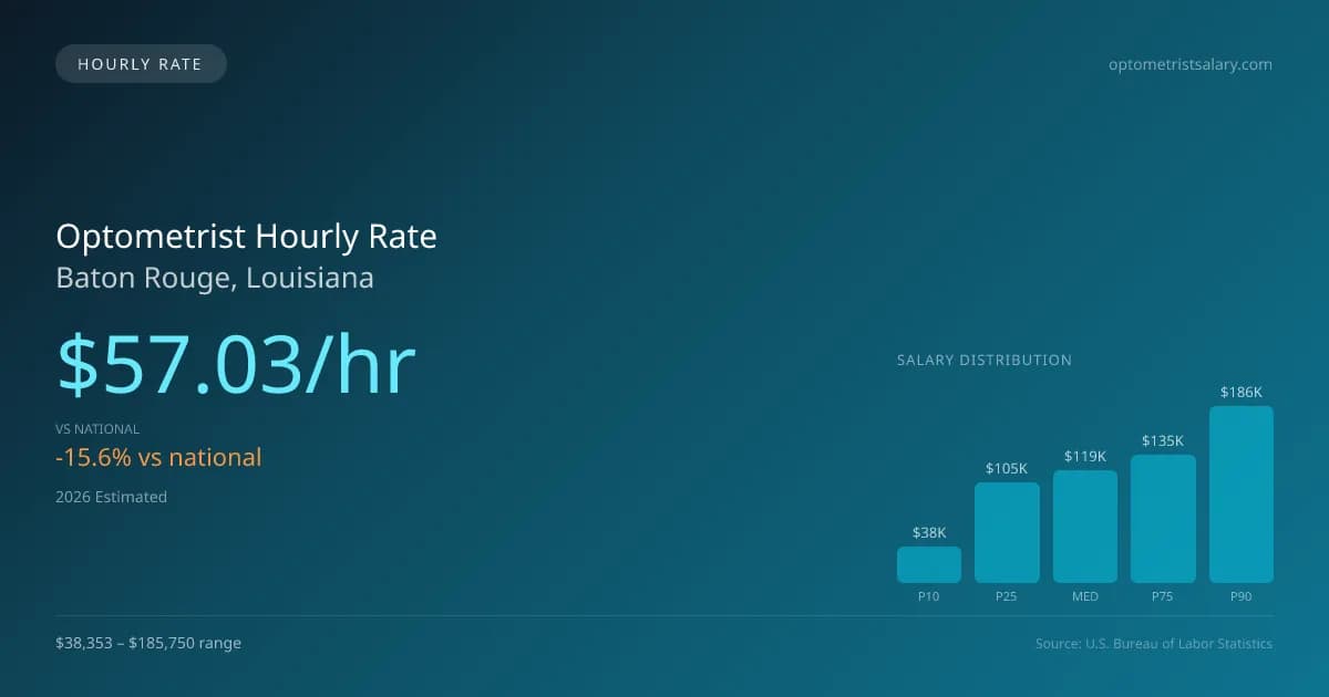 Optometrist Hourly Rate in Baton Rouge, LA — 2026 est., based on 2025 BLS
