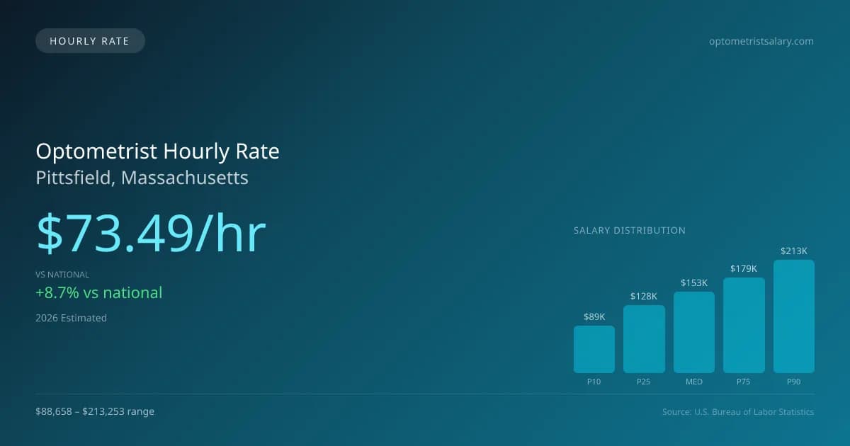 Optometrist Hourly Rate in Pittsfield, MA — 2026 est., based on 2025 BLS