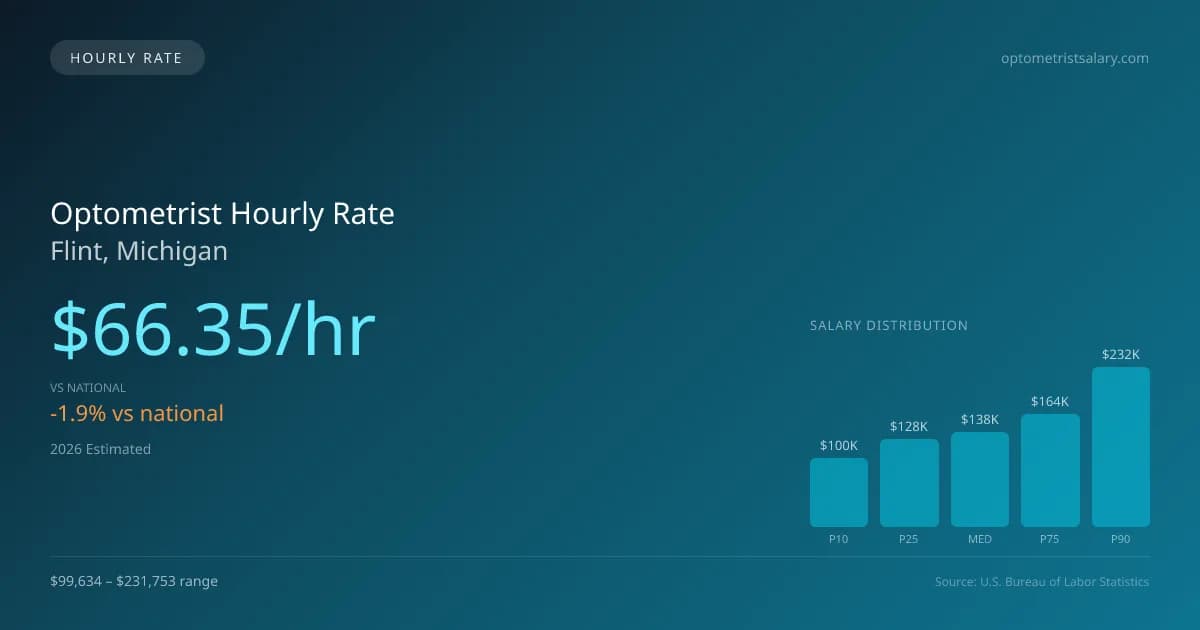 Optometrist Hourly Rate in Flint, MI — 2026 est., based on 2025 BLS
