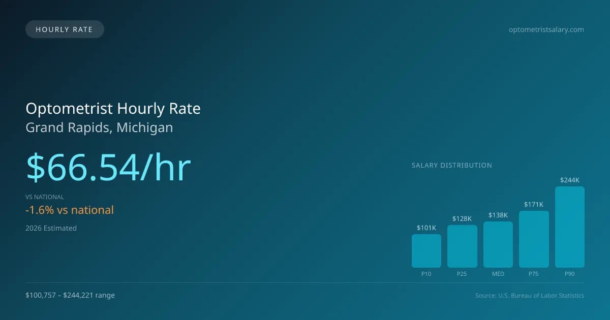 Optometrist Hourly Rate in Grand Rapids, MI — 2026 est., based on 2025 BLS