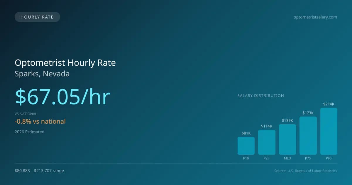 Optometrist Hourly Rate in Sparks, NV — 2026 est., based on 2025 BLS