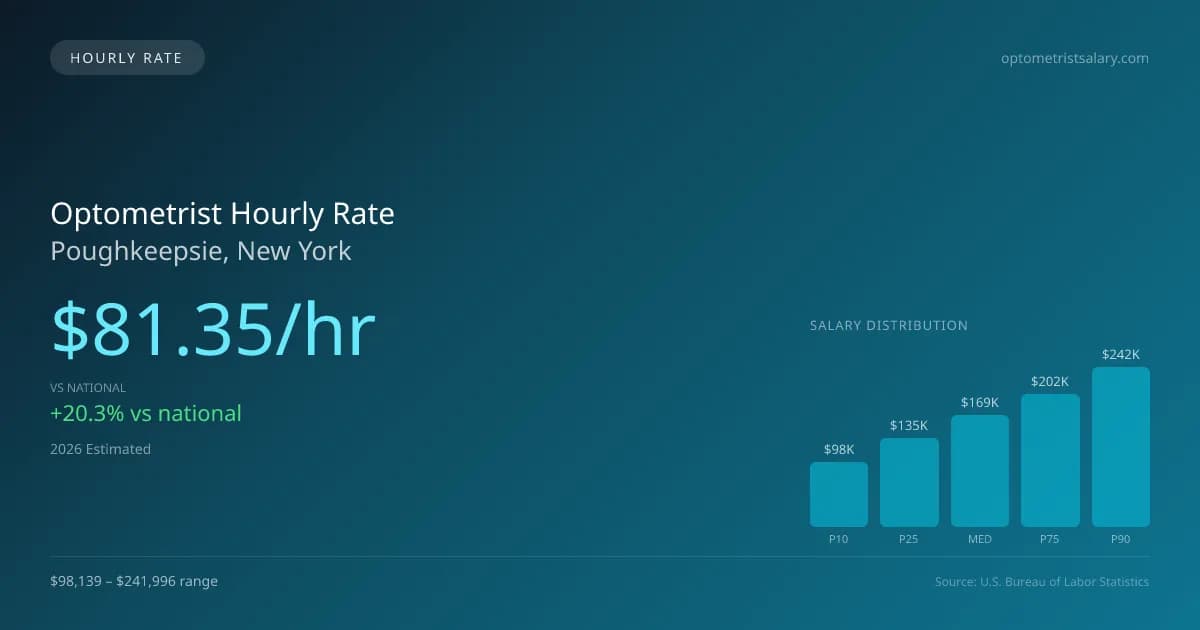 Optometrist Hourly Rate in Poughkeepsie, NY — 2026 est., based on 2025 BLS