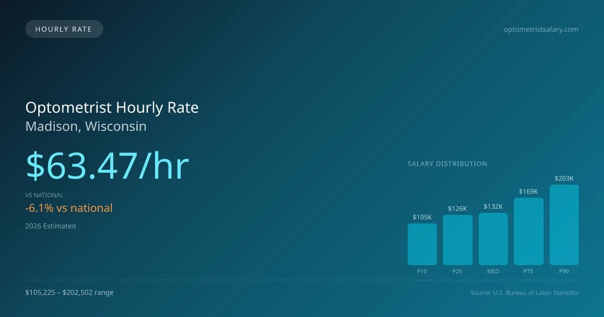 Optometrist Hourly Rate in Madison, WI — 2026 est., based on 2025 BLS