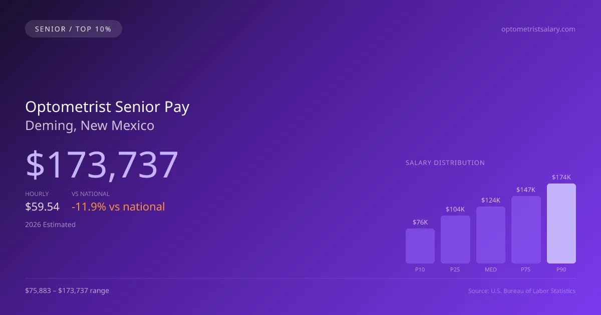 Optometrist Senior Salary in Deming, NM — 2026 est., based on 2025 BLS