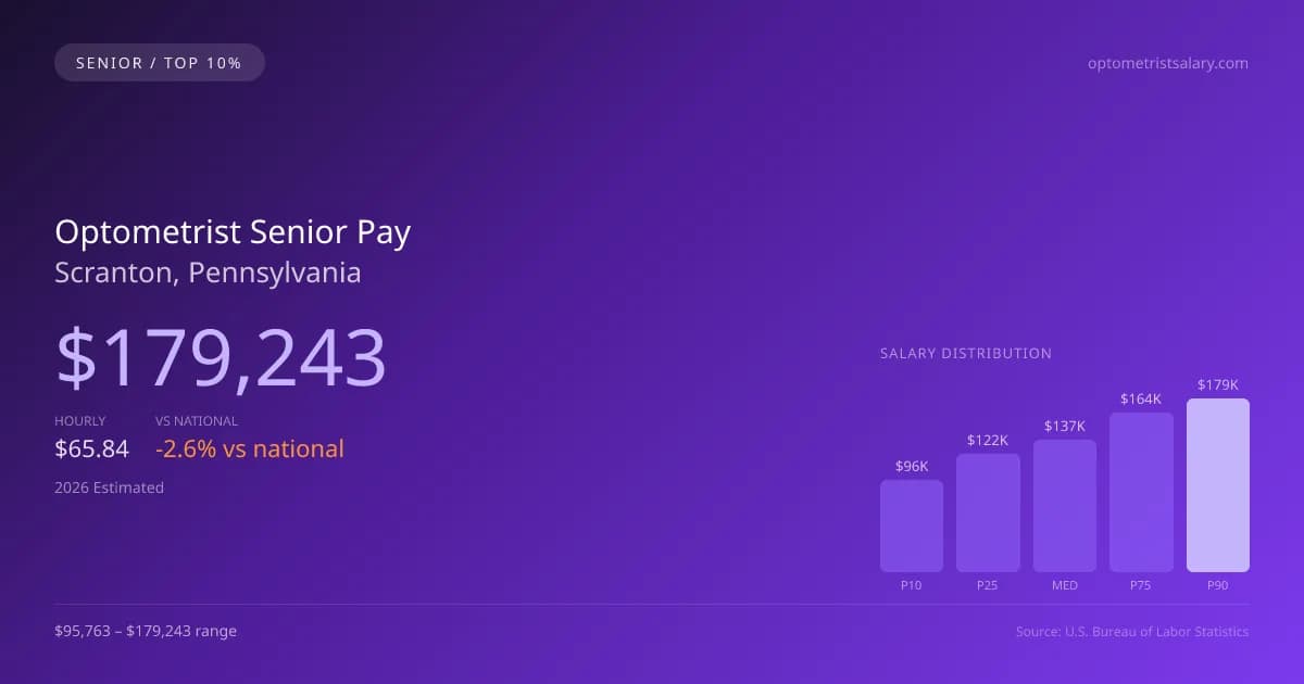 Optometrist Senior Salary in Scranton, PA — 2026 est., based on 2025 BLS