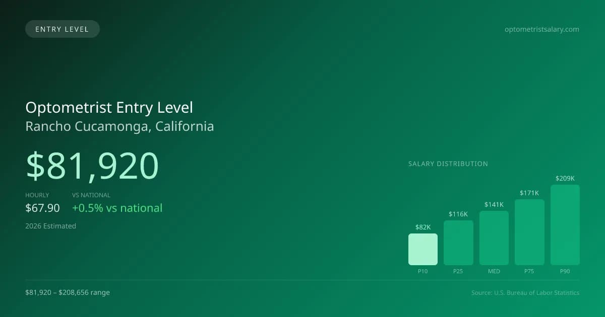 Optometrist Entry Level Salary in Rancho Cucamonga, CA — 2026 est., based on 2025 BLS