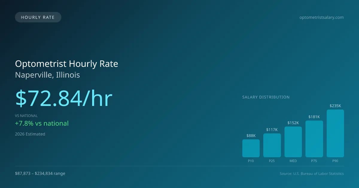 Optometrist Hourly Rate in Naperville, IL — 2026 est., based on 2025 BLS