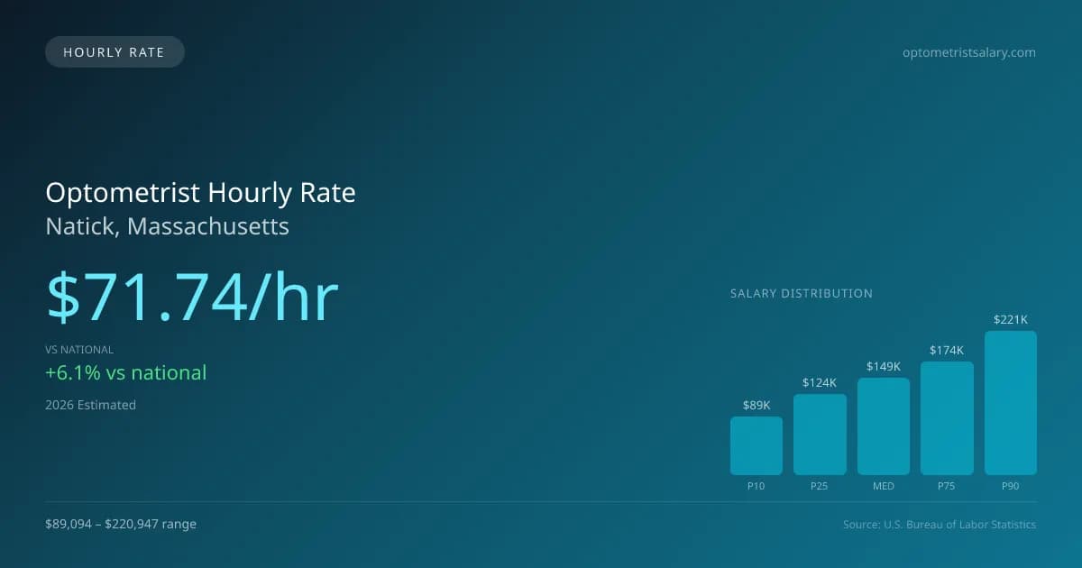 Optometrist Hourly Rate in Natick, MA — 2026 est., based on 2025 BLS
