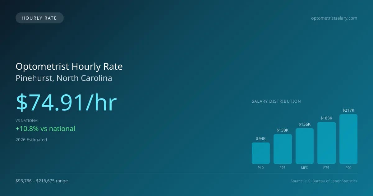 Optometrist Hourly Rate in Pinehurst, NC — 2026 est., based on 2025 BLS