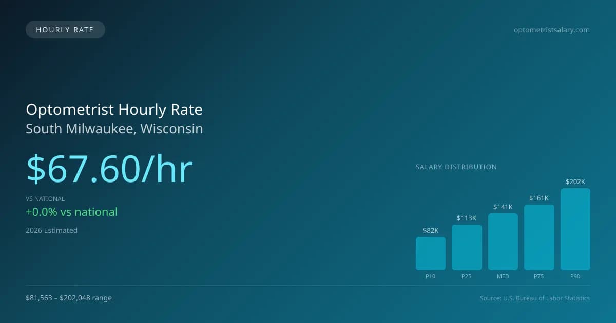 Optometrist Hourly Rate in South Milwaukee, WI — 2026 est., based on 2025 BLS