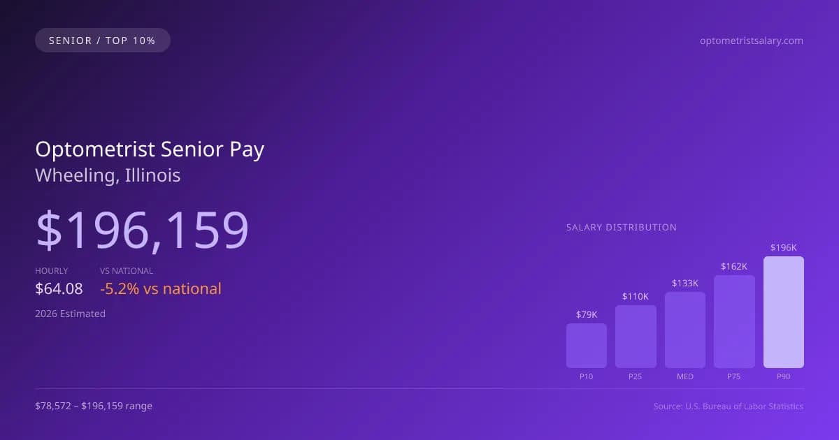 Optometrist Senior Salary in Wheeling, IL — 2026 est., based on 2025 BLS