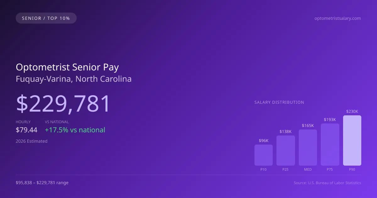 Optometrist Senior Salary in Fuquay-Varina, NC — 2026 est., based on 2025 BLS