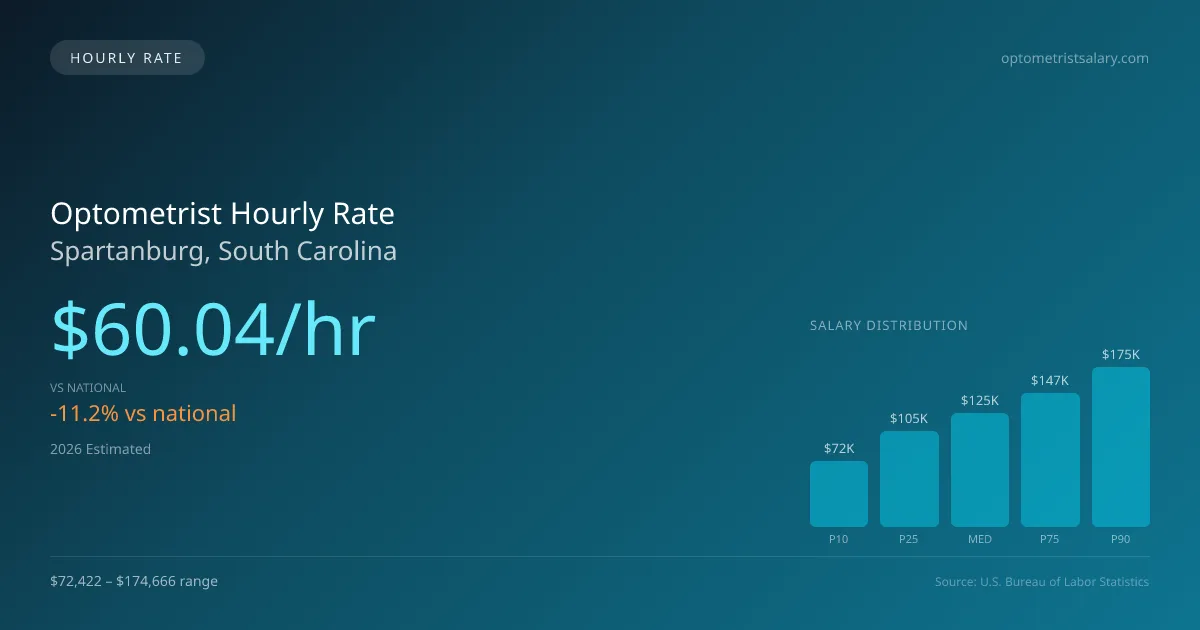 Optometrist Hourly Rate in Spartanburg, SC — 2026 est., based on 2025 BLS
