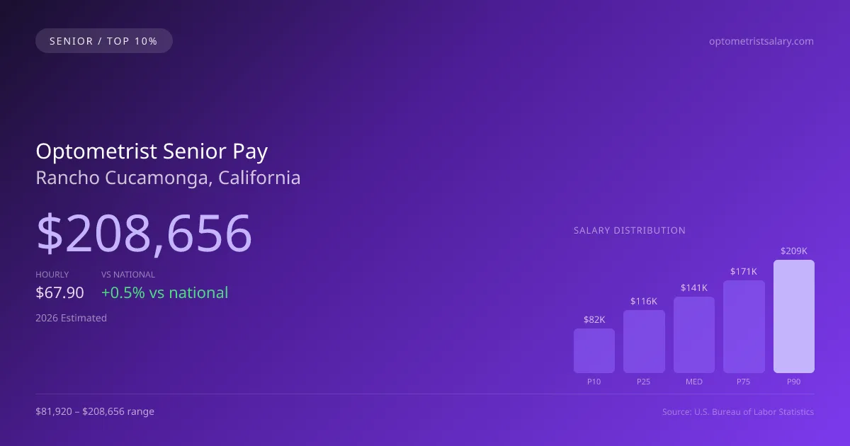 Optometrist Senior Salary in Rancho Cucamonga, CA — 2026 est., based on 2025 BLS